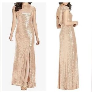 Dessy Collection Gold Sequin Wedding Guest Dress